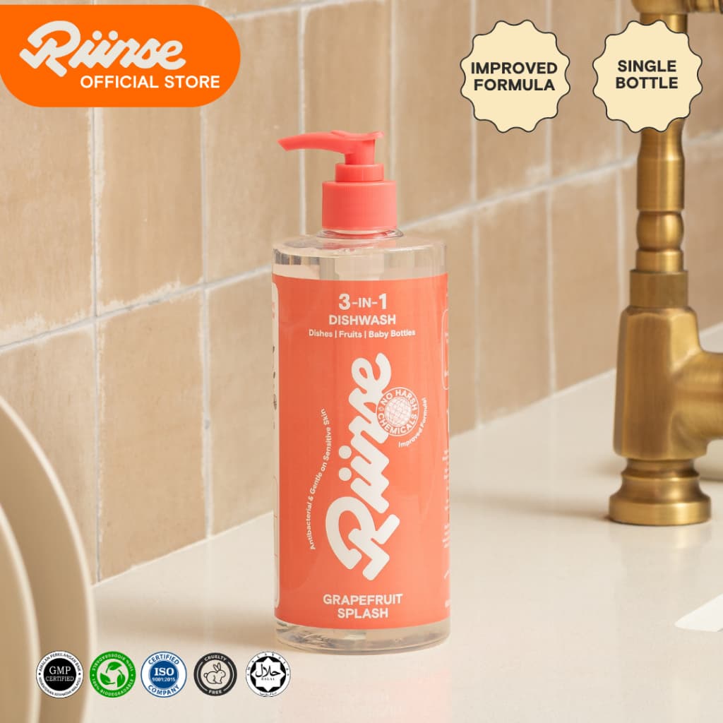 Riinse 3-in-1 Dishwash + Fruit & Veggie Wash + Baby Bottle Cleaner (600ML)