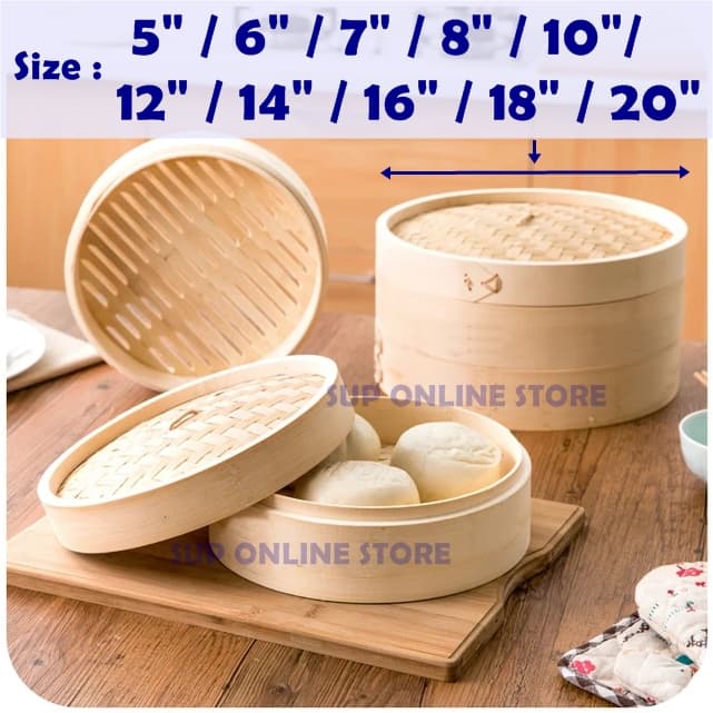 Bamboo Steamer Body & Cover 5" 6" 7" 8" 10" / Bakul kukus pau / Dim Sum Basket / Pengukus buluh /点心笼