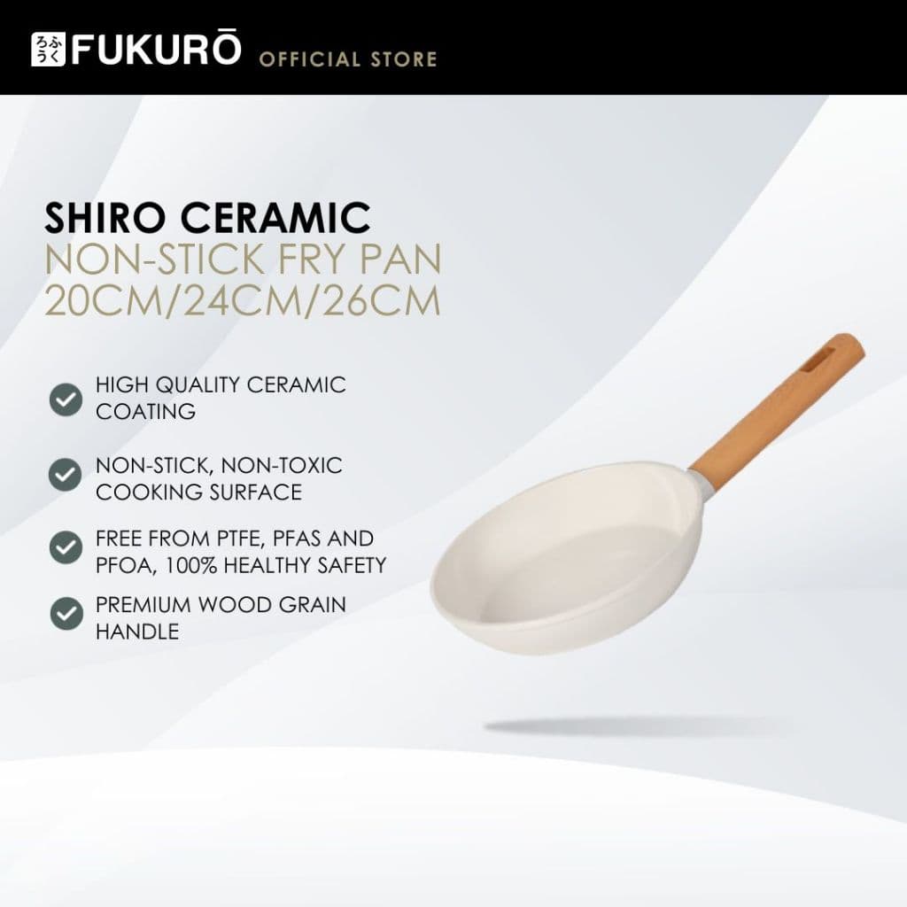Fukuro Shiro Ceramic Non-Stick Fry Pan (20cm/24cm/26cm)
