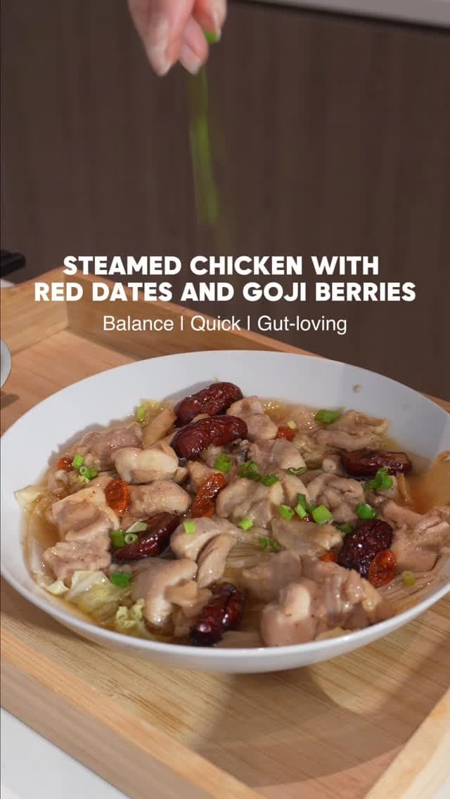 Steamed Chicken with Red Dates and Goji Berries